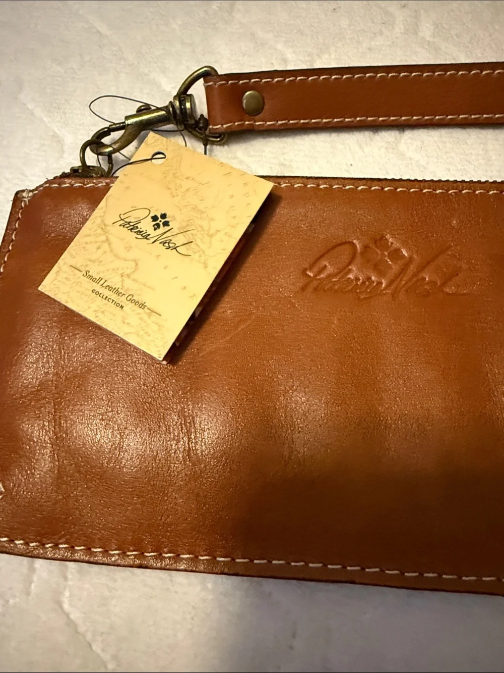 Patricia Nash Tan Leather Wristlet Clutch